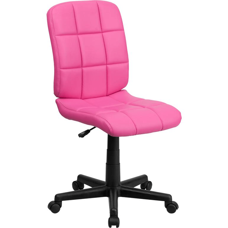 Mid - Back Pink Quilted Vinyl Swivel Task Office Chair - Mervyns