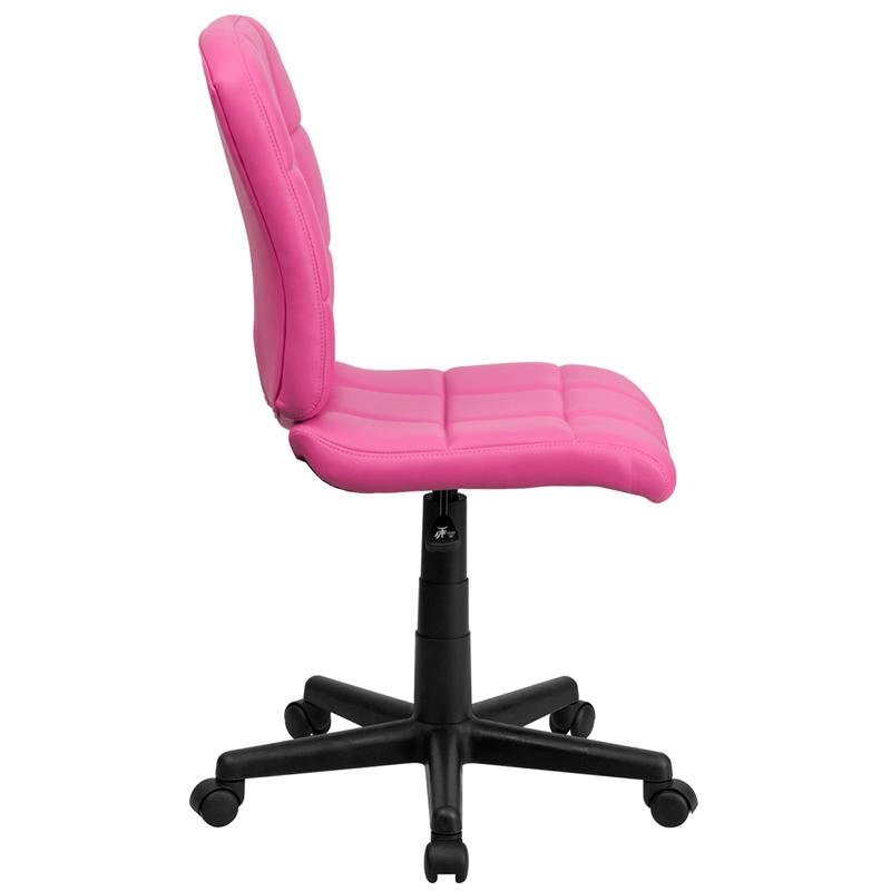 Mid - Back Pink Quilted Vinyl Swivel Task Office Chair - Mervyns