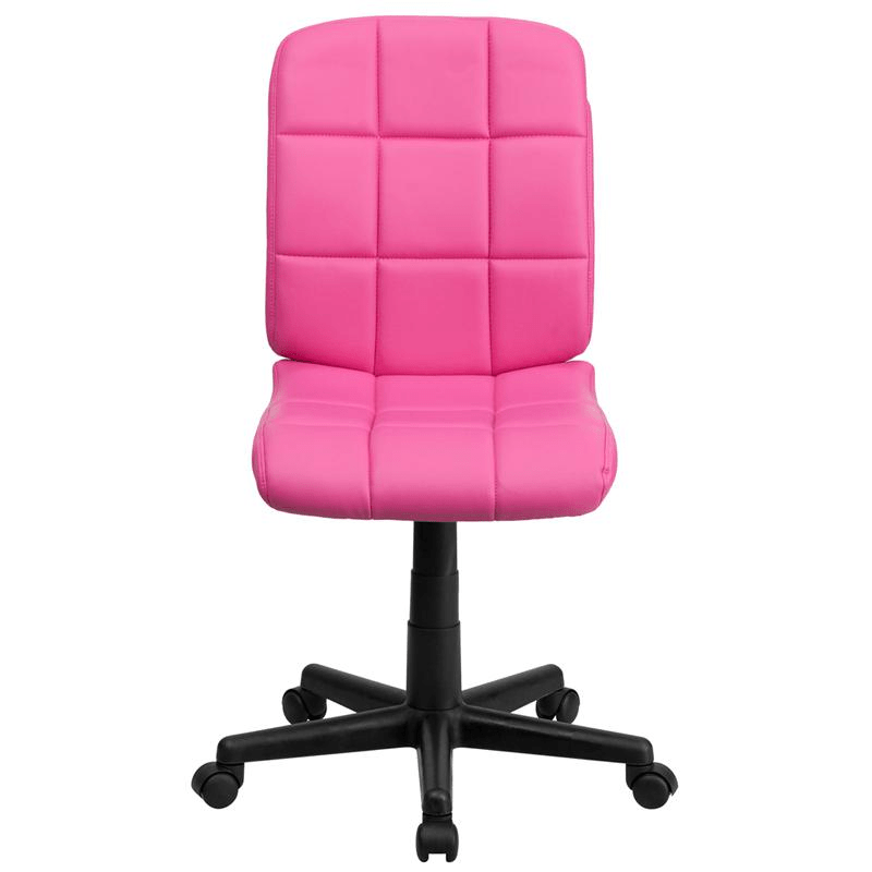 Mid - Back Pink Quilted Vinyl Swivel Task Office Chair - Mervyns