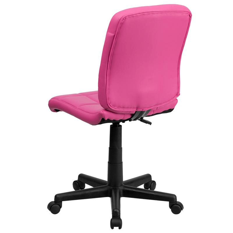 Mid - Back Pink Quilted Vinyl Swivel Task Office Chair - Mervyns