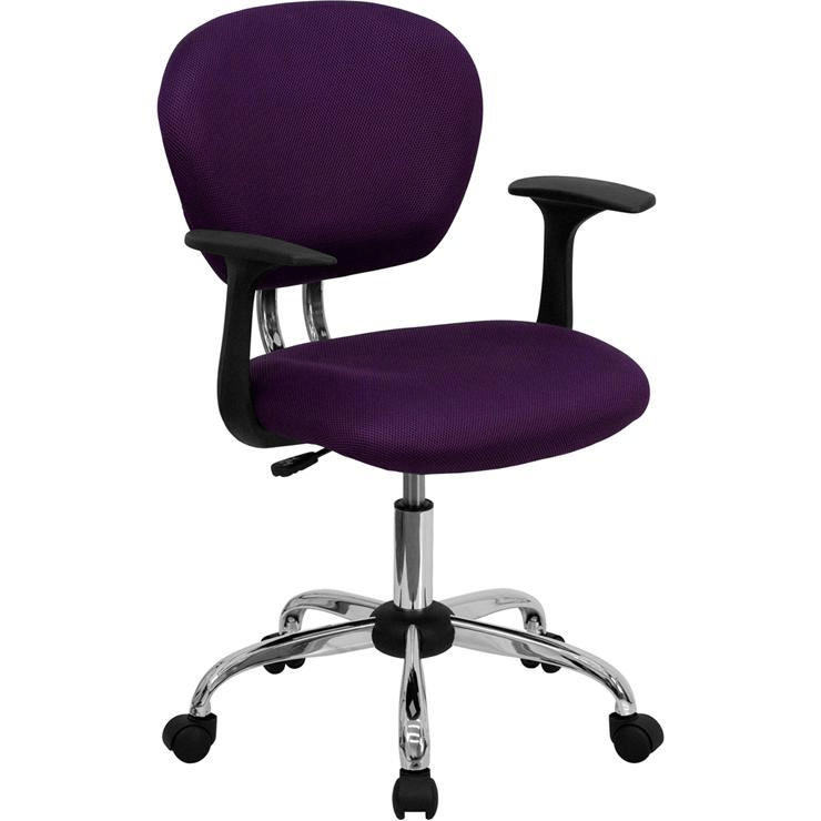 Mid - Back Purple Mesh Padded Swivel Task Office Chair with Chrome Base and Arms - Mervyns