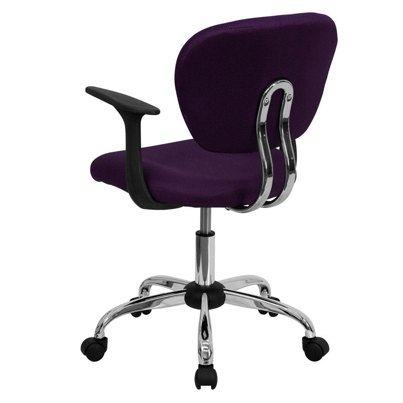 Mid - Back Purple Mesh Padded Swivel Task Office Chair with Chrome Base and Arms - Mervyns