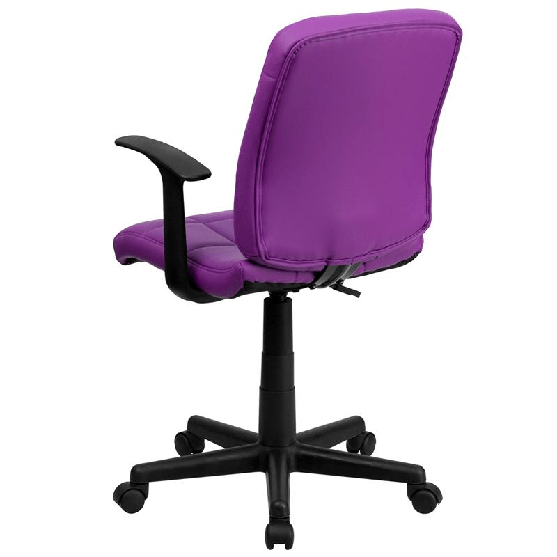 Mid - Back Purple Quilted Vinyl Swivel Task Office Chair with Arms - Mervyns