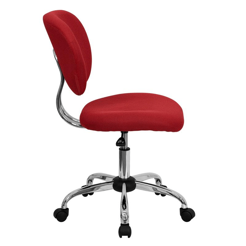 Mid - Back Red Mesh Padded Swivel Task Office Chair with Chrome Base - Mervyns