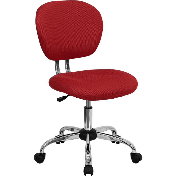 Mid - Back Red Mesh Padded Swivel Task Office Chair with Chrome Base - Mervyns