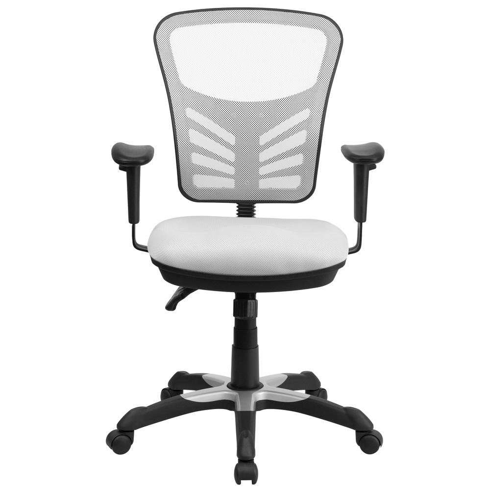 Mid - Back White Mesh Multifunction Executive Swivel Ergonomic Office Chair with Adjustable Arms - Mervyns