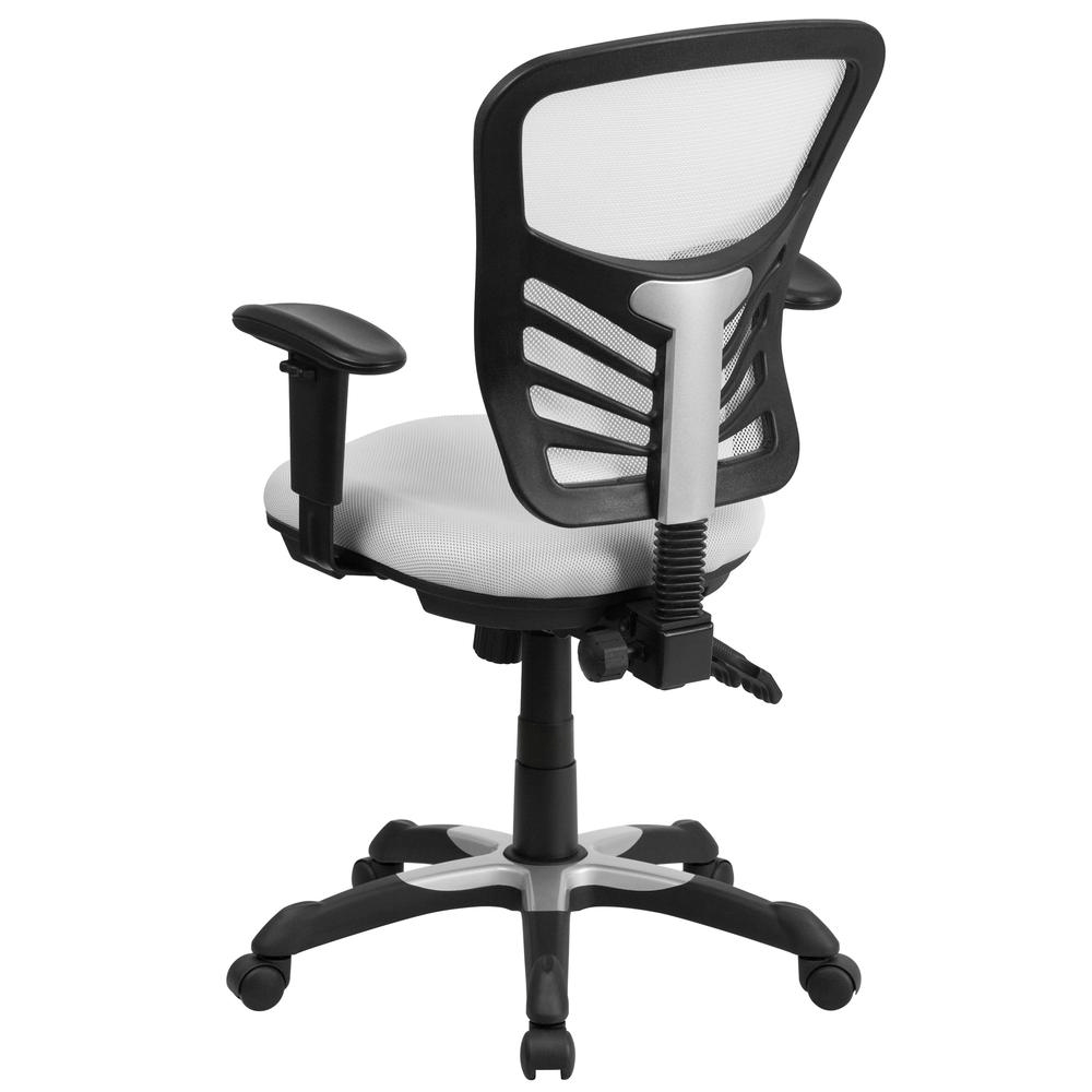 Mid - Back White Mesh Multifunction Executive Swivel Ergonomic Office Chair with Adjustable Arms - Mervyns