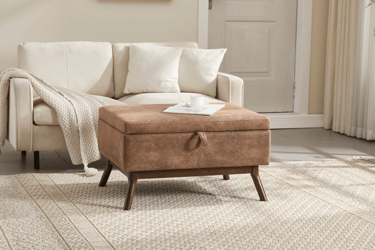 Mid-century modern square coffee table storage bench, assembled, suitable for living room, entryway and family room, used as a coffee table, stirrups, shoe bench - Mervyns