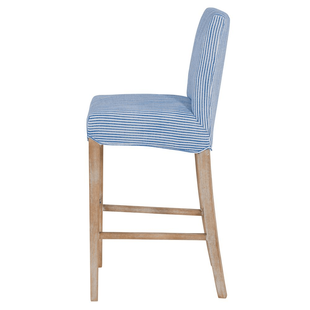 Milton Fabric Bar Stool, Blue Stripes - Mervyns