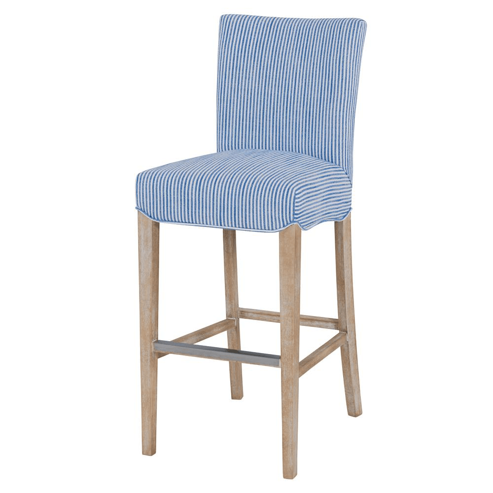 Milton Fabric Bar Stool, Blue Stripes - Mervyns