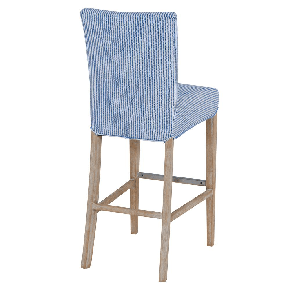 Milton Fabric Bar Stool, Blue Stripes - Mervyns