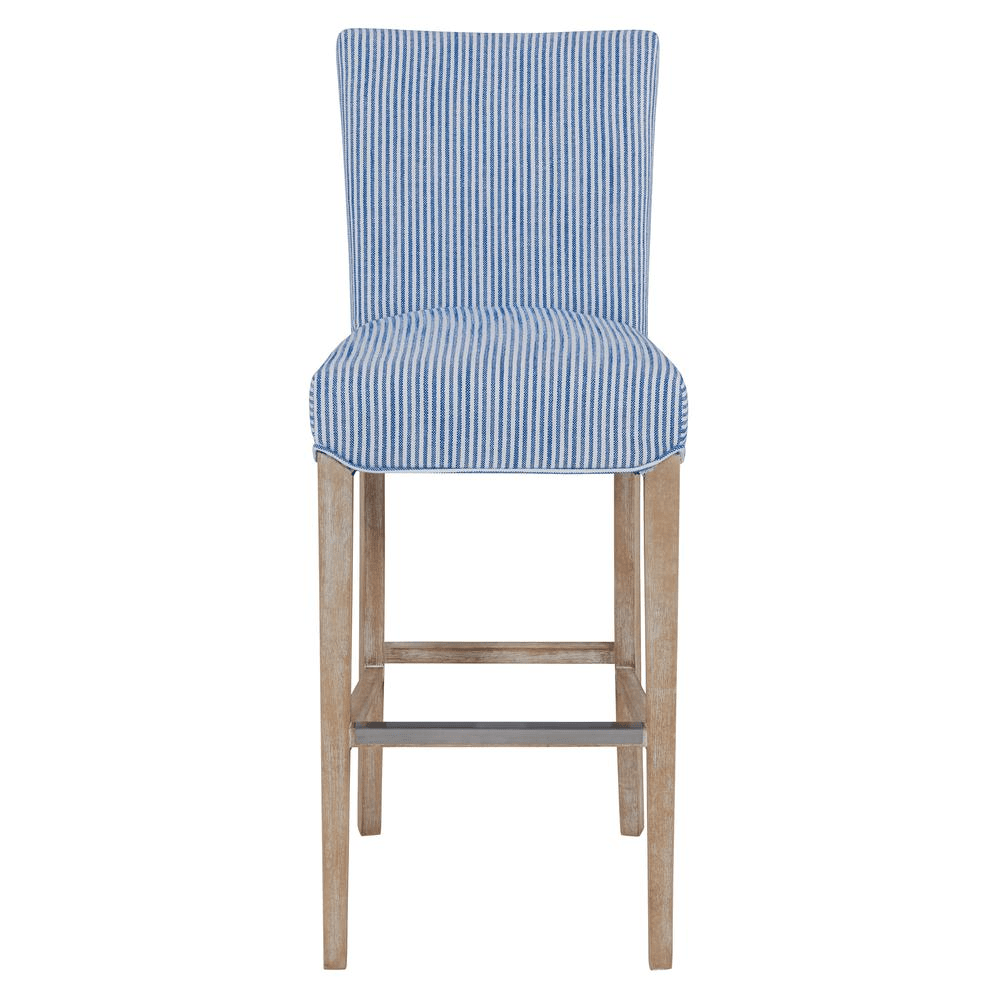 Milton Fabric Bar Stool, Blue Stripes - Mervyns