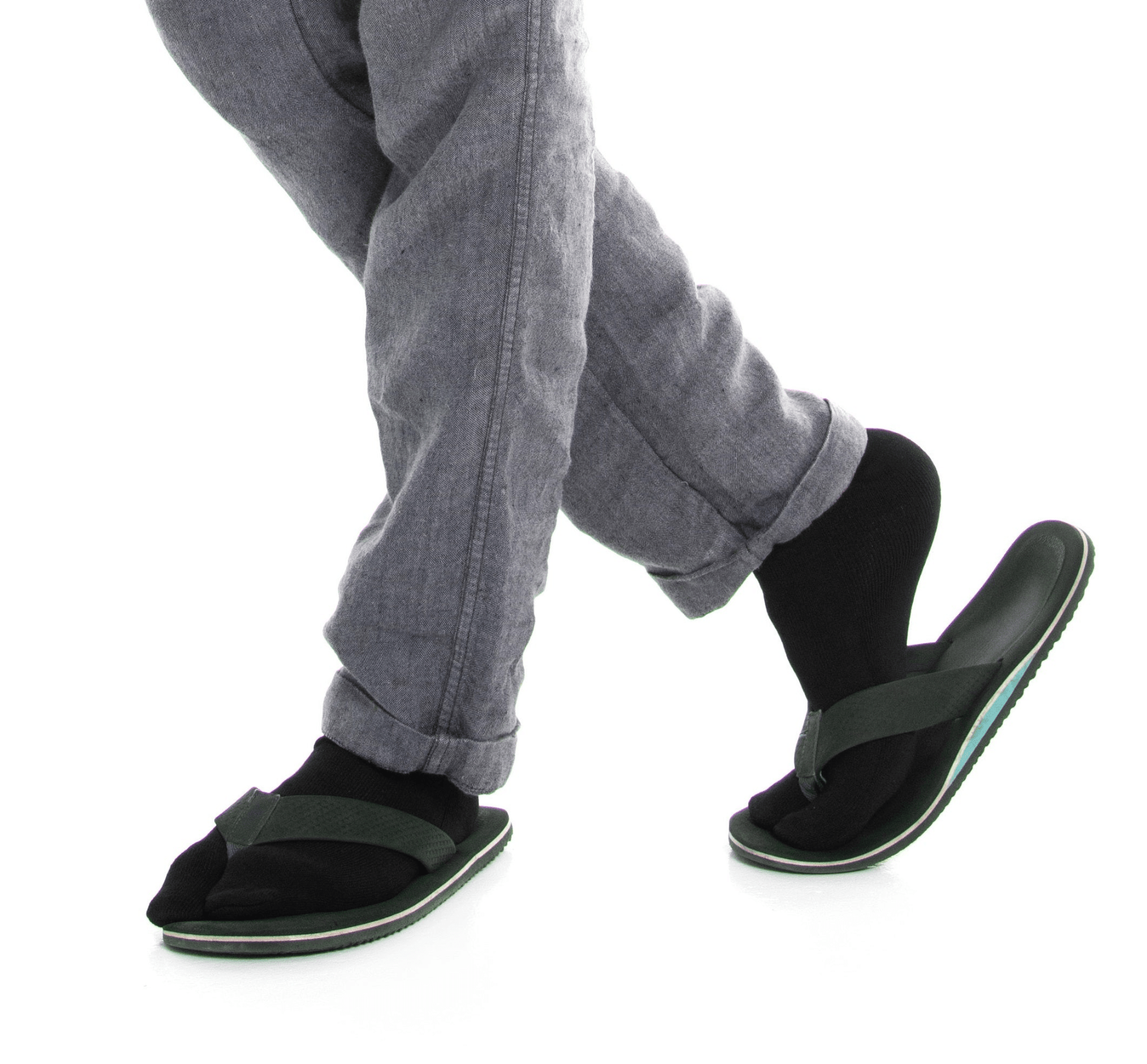 Mini - Crew - V - Toe Thicker Flip - Flop Tabi Socks Athletic or Casual Black Cotton Blend Comfortable Stylish - Mervyns