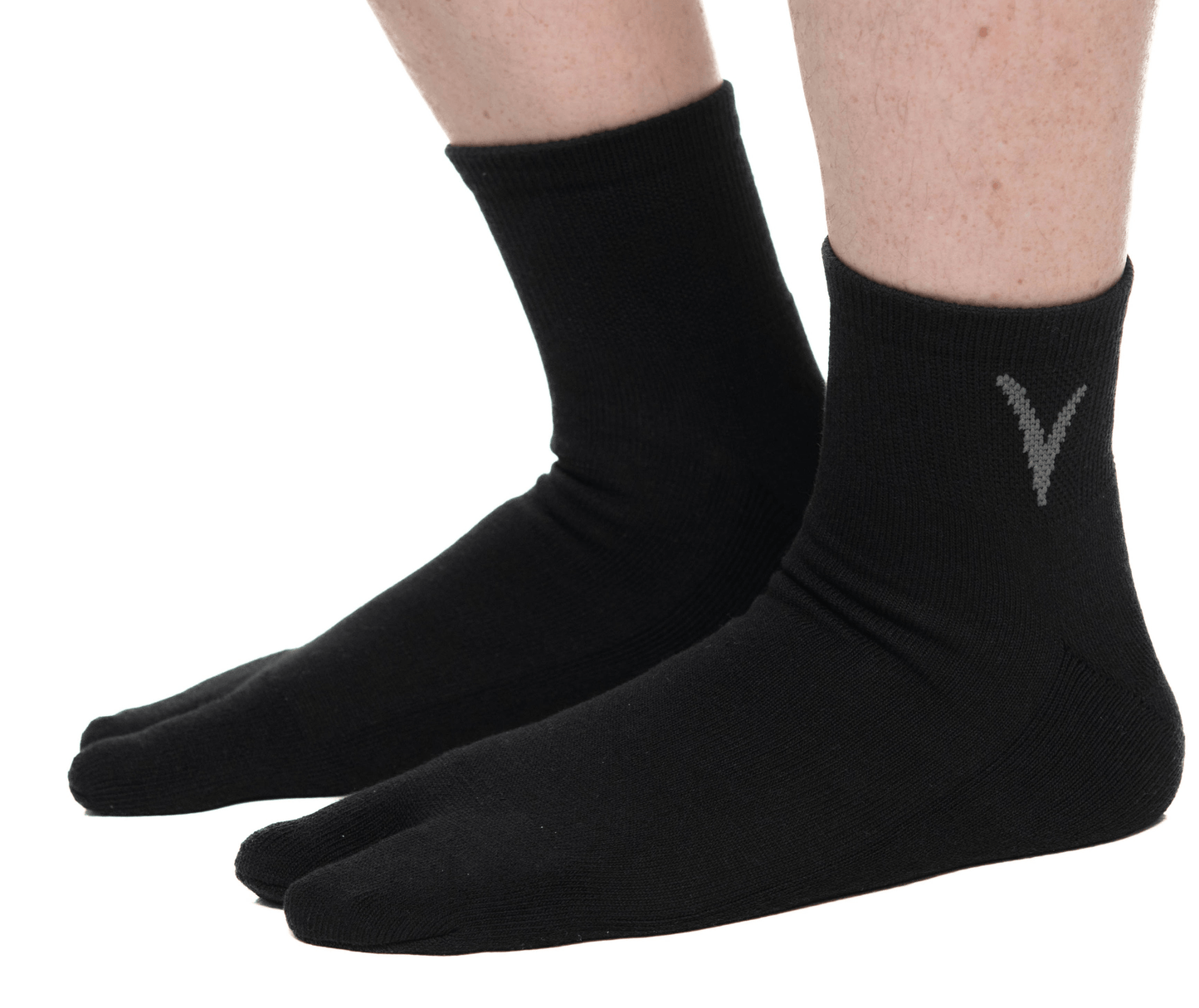 Mini - Crew - V - Toe Thicker Flip - Flop Tabi Socks Athletic or Casual Black Cotton Blend Comfortable Stylish - Mervyns