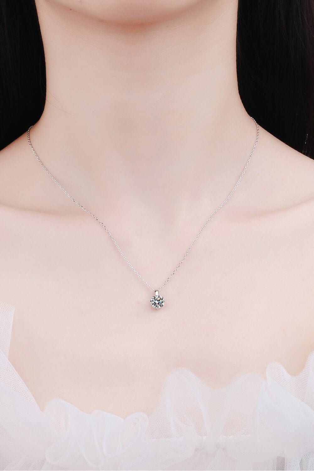 Minimalist 925 Sterling Silver Moissanite Pendant Necklace - Mervyns