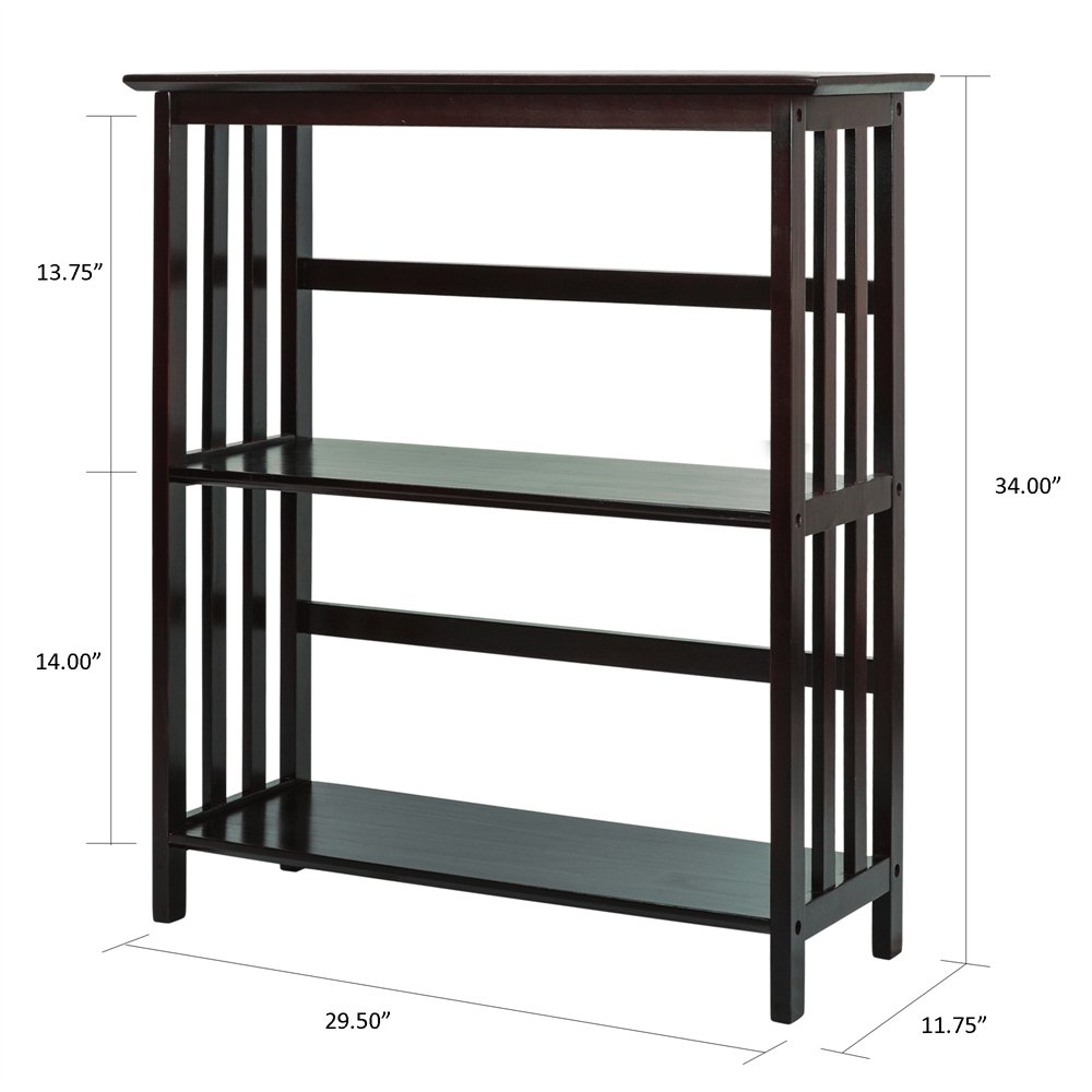 Mission Style 3 - Shelf Bookcase - Espresso - Mervyns