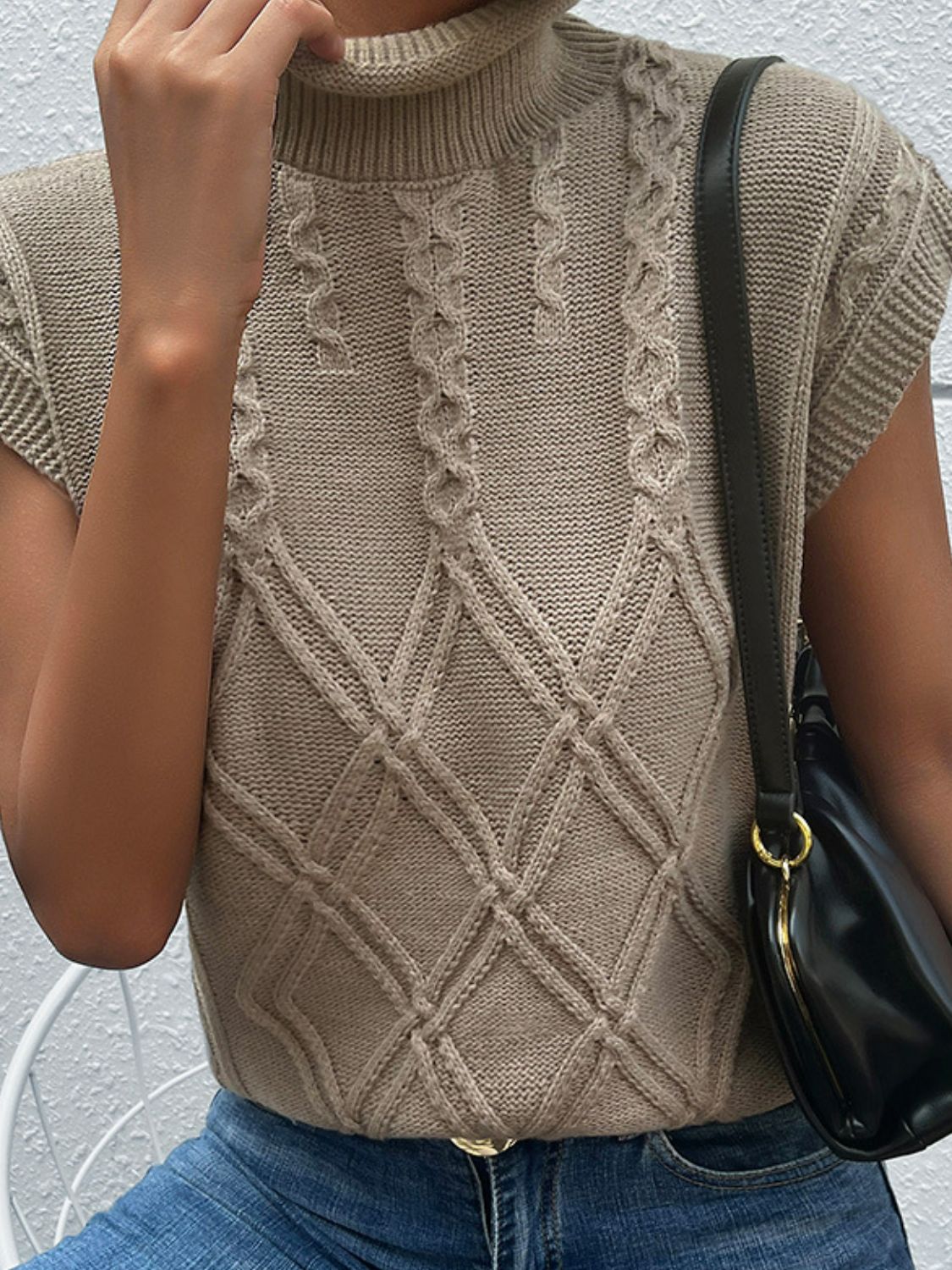 Mixed Knit Turtleneck Sweater Vest - Mervyns