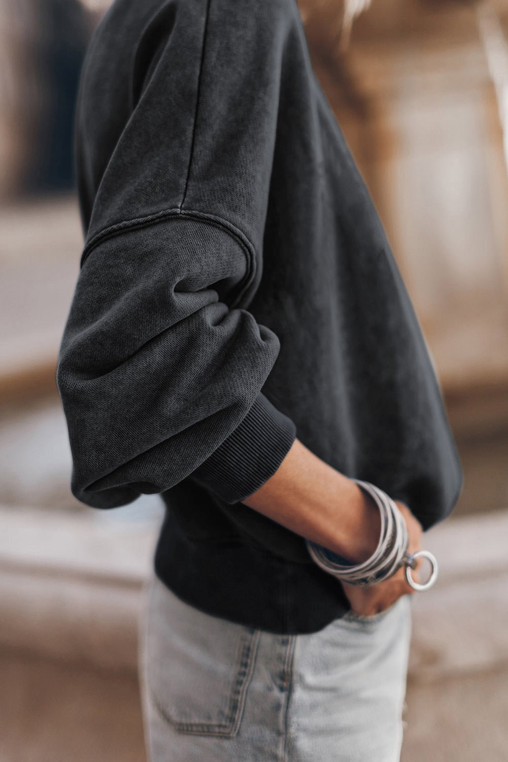 Mock Neck Dropped Shoulder Sweatshirt - Mervyns