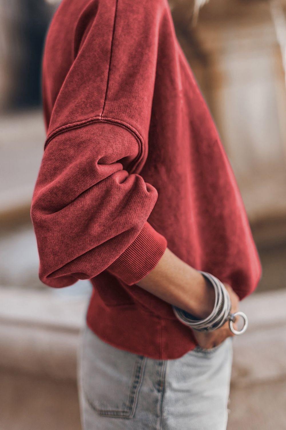 Mock Neck Dropped Shoulder Sweatshirt - Mervyns