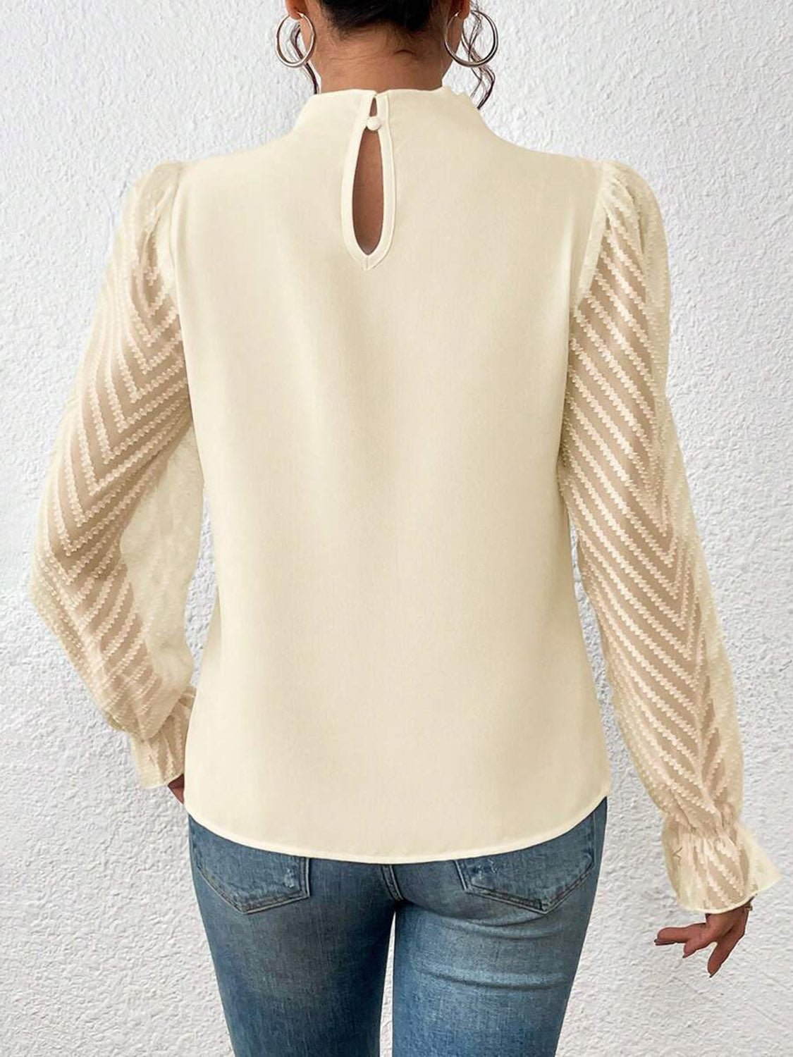 Mock Neck Flounce Sleeve Blouse - Mervyns