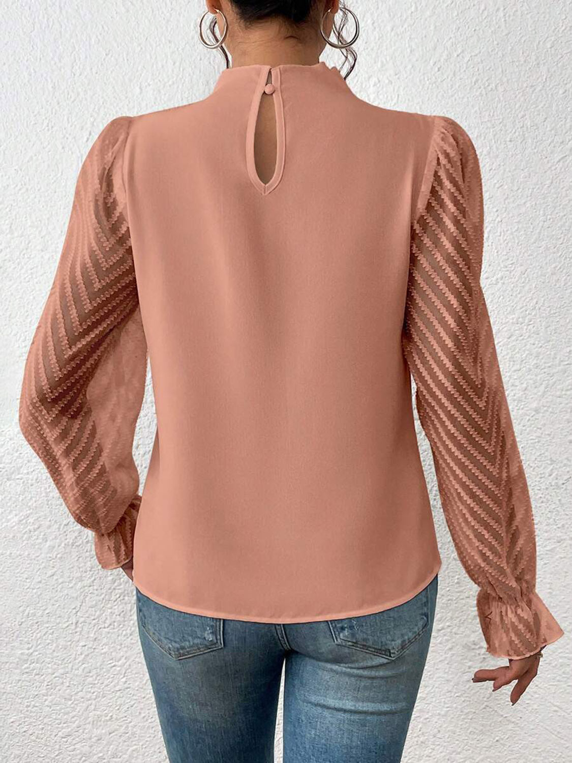 Mock Neck Flounce Sleeve Blouse - Mervyns