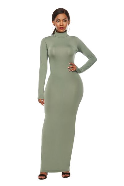 Mock Neck Long Sleeve Maxi Slim Dress - Mervyns