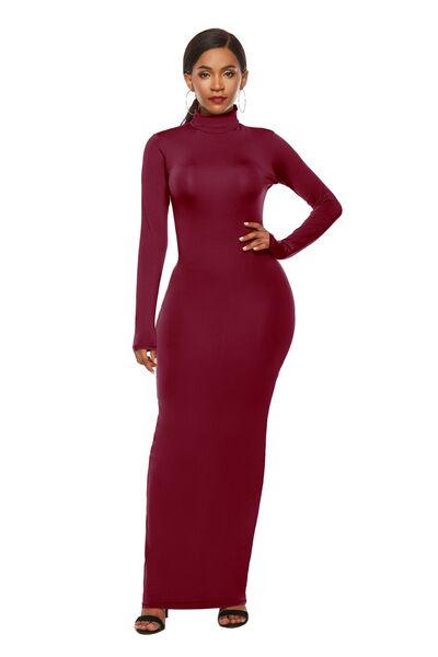 Mock Neck Long Sleeve Maxi Slim Dress - Mervyns