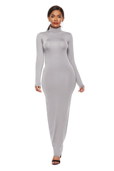 Mock Neck Long Sleeve Maxi Slim Dress - Mervyns