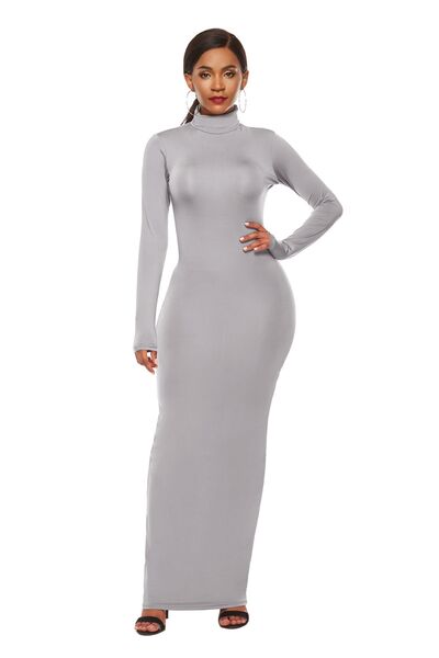 Mock Neck Long Sleeve Maxi Slim Dress - Mervyns