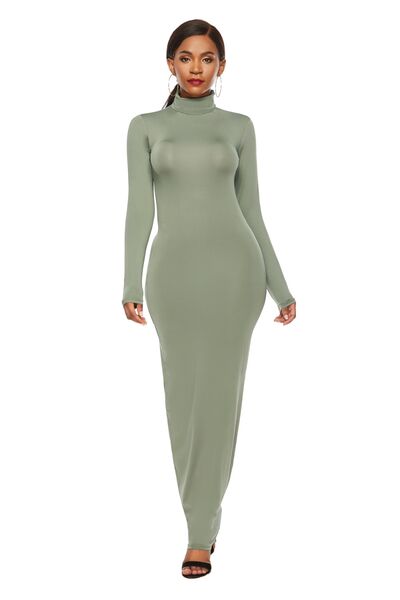 Mock Neck Long Sleeve Maxi Slim Dress - Mervyns