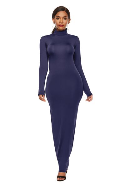 Mock Neck Long Sleeve Maxi Slim Dress - Mervyns