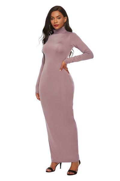 Mock Neck Long Sleeve Maxi Slim Dress - Mervyns