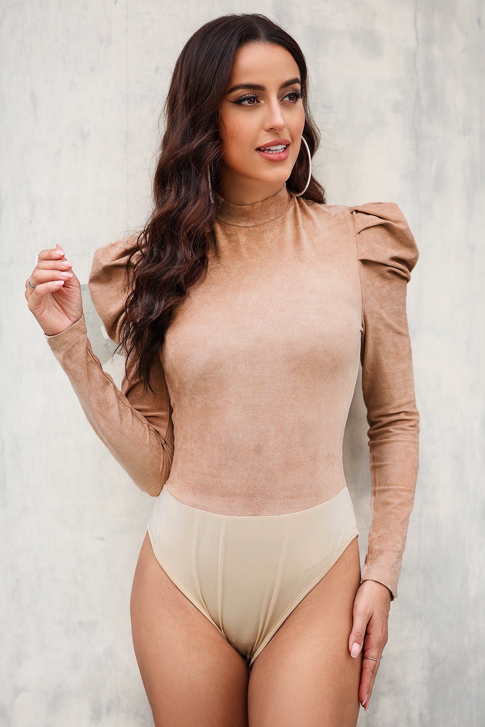 Mock Neck Puff Sleeve Bodysuit - Mervyns