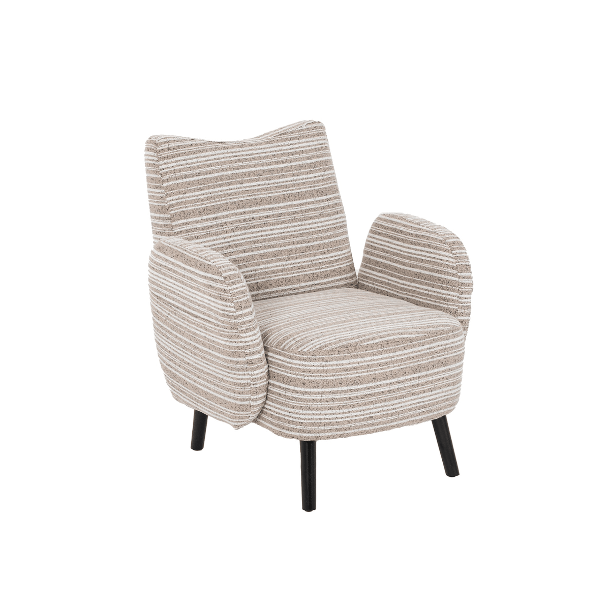 Modern Armchair with Sanded Fabric, Side Storage Pocket and Solid Wood Legs - Mervyns