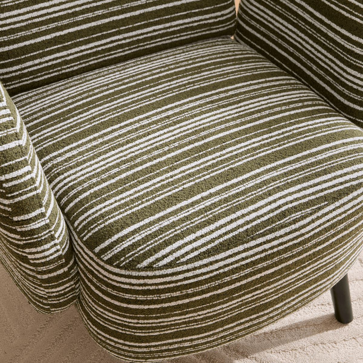 Modern Armchair with Sanded Fabric, Side Storage Pocket and Solid Wood Legs - Mervyns