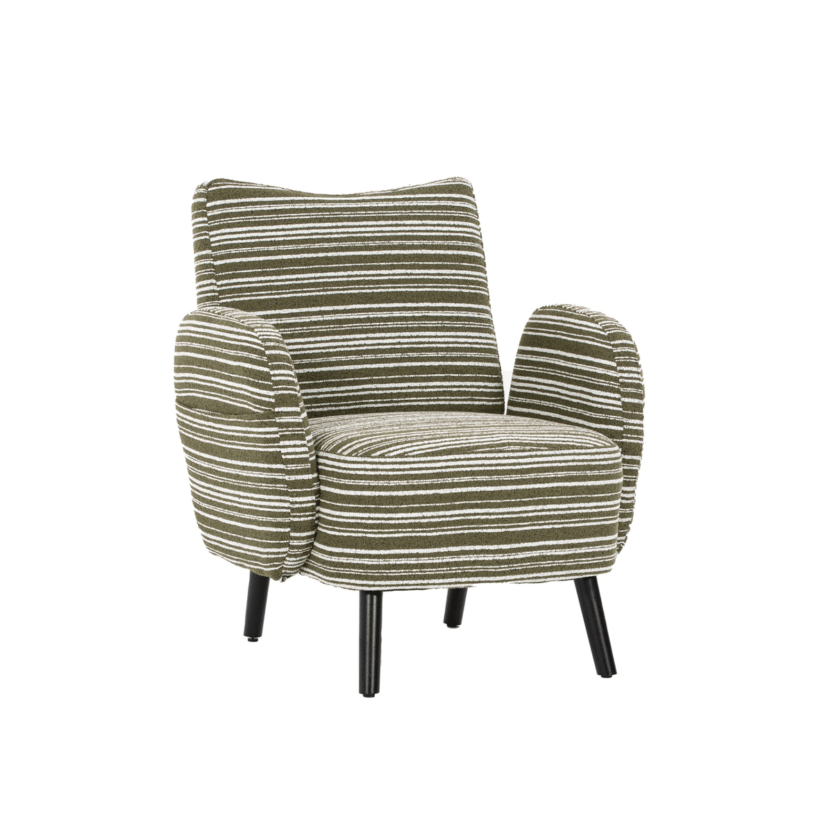 Modern Armchair with Sanded Fabric, Side Storage Pocket and Solid Wood Legs - Mervyns