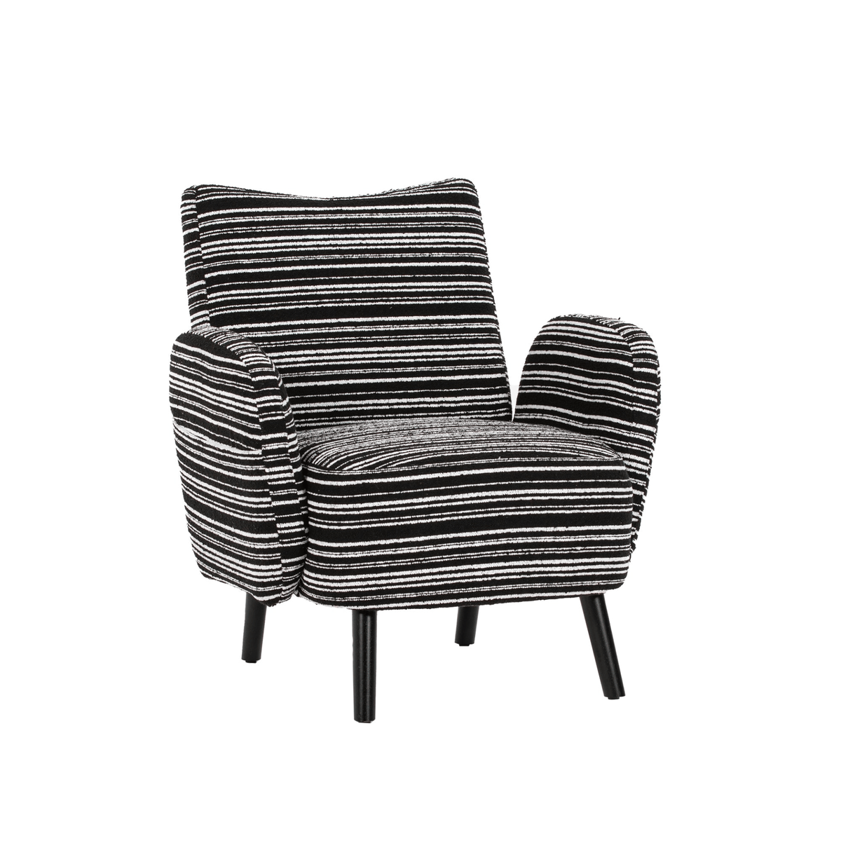 Modern Armchair with Sanded Fabric, Side Storage Pocket and Solid Wood Legs - Mervyns