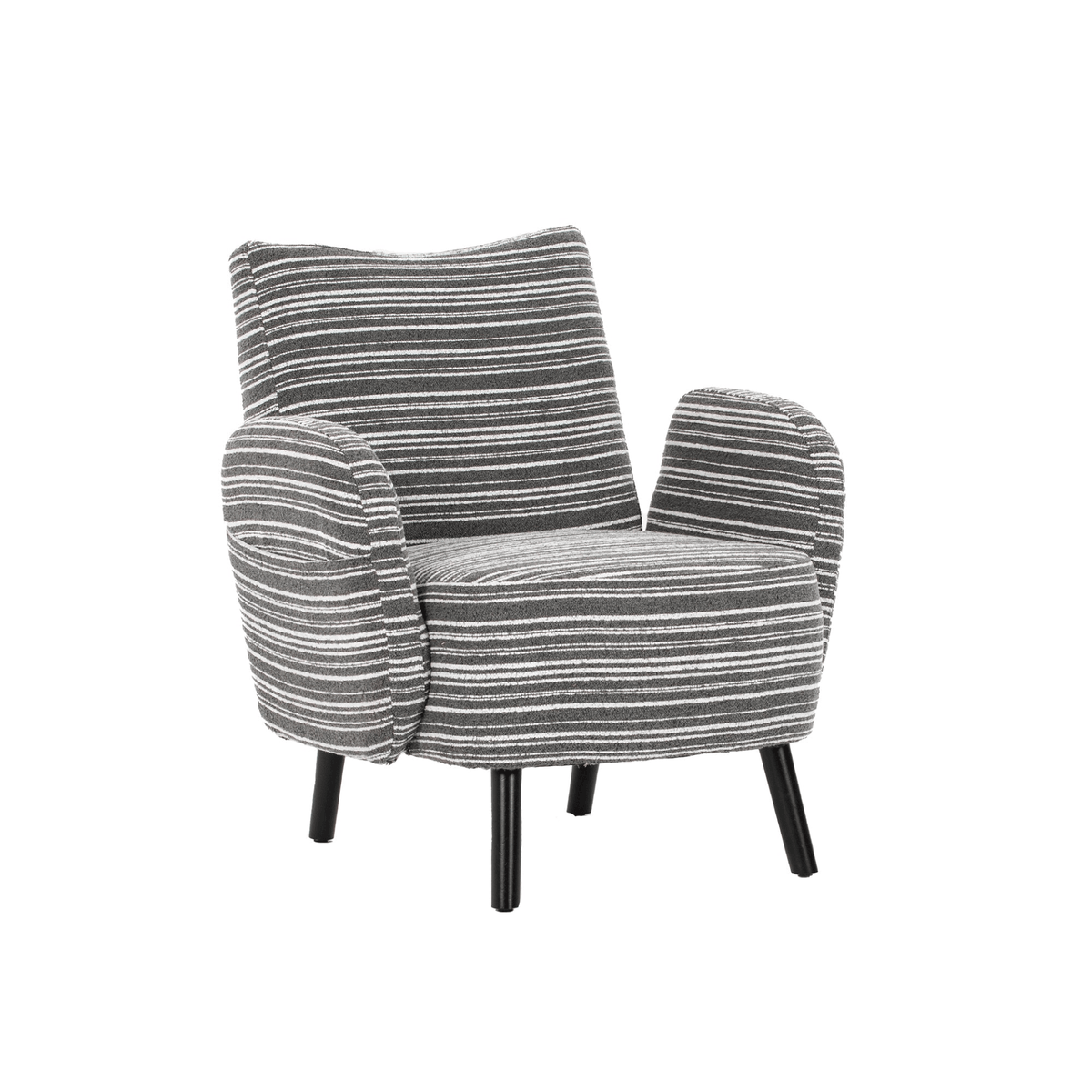 Modern Armchair with Sanded Fabric, Side Storage Pocket and Solid Wood Legs - Mervyns