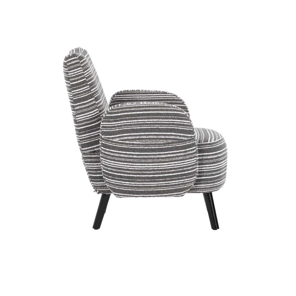 Modern Armchair with Sanded Fabric, Side Storage Pocket and Solid Wood Legs - Mervyns