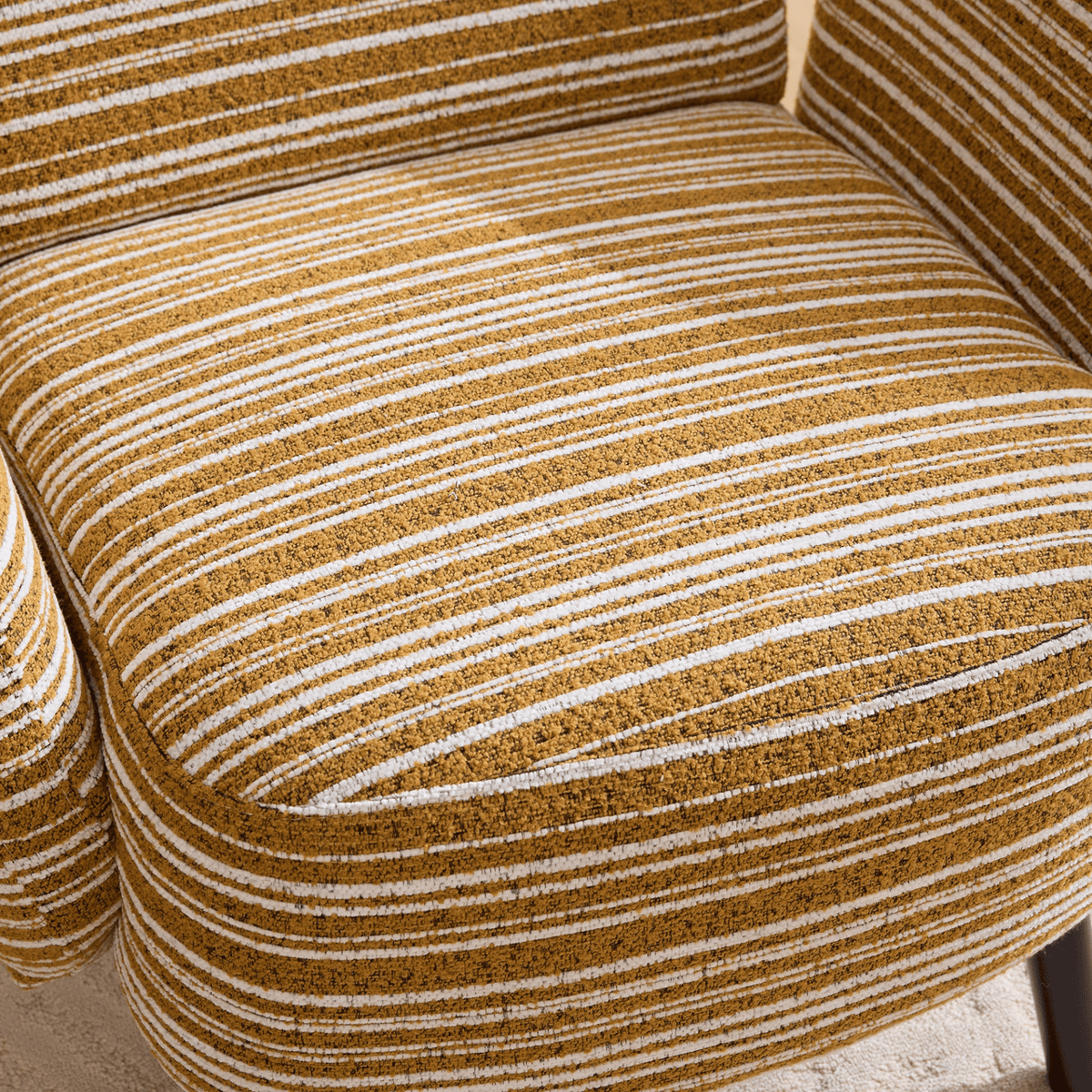 Modern Armchair with Sanded Fabric, Side Storage Pocket and Solid Wood Legs - Mervyns