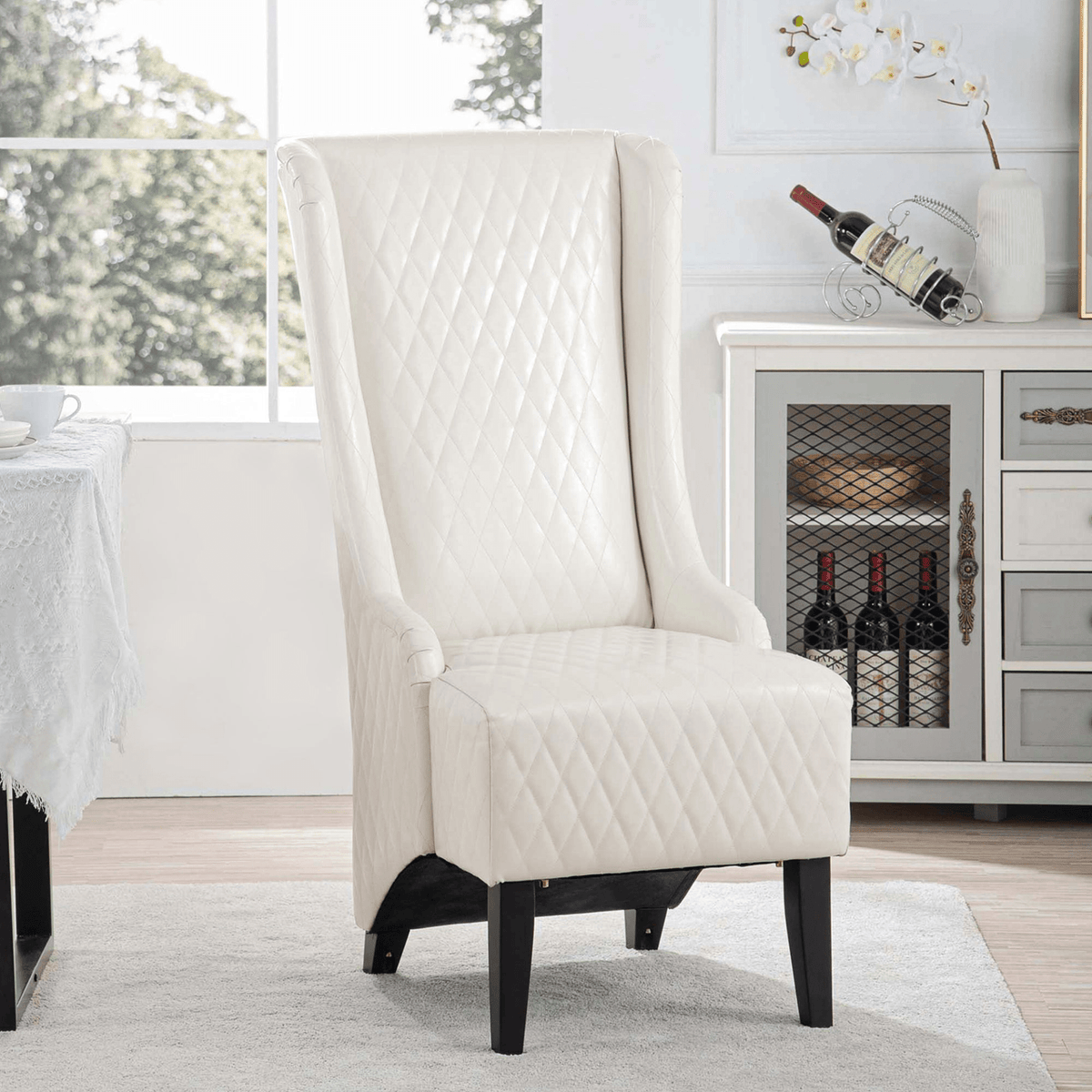 Modern High-Back Wingback Accent Chair with Soft Padding and Wooden Legs - Mervyns