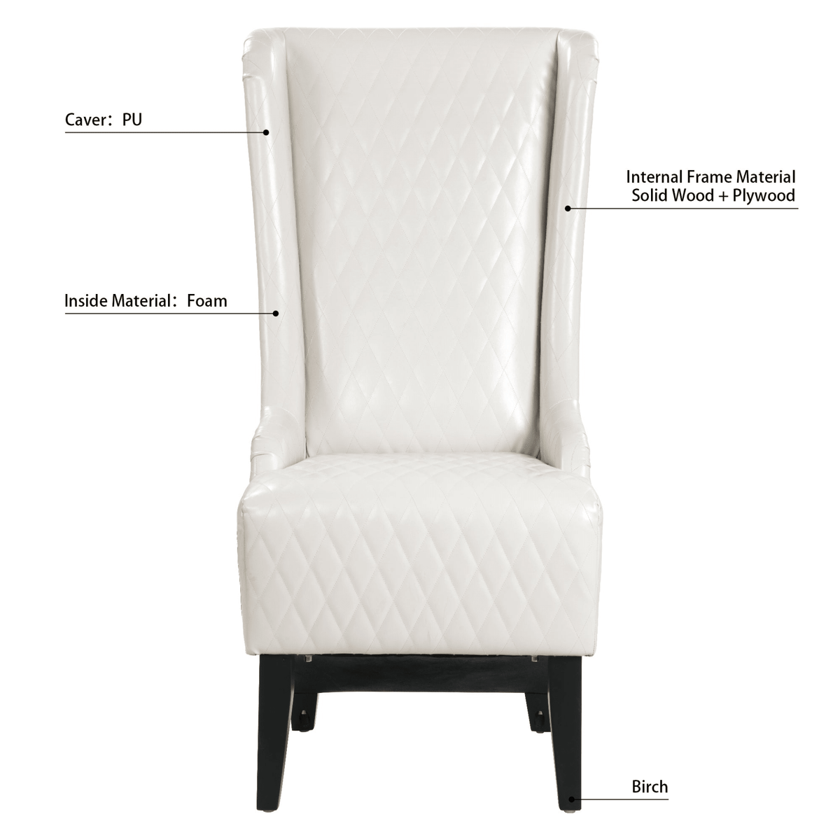 Modern High-Back Wingback Accent Chair with Soft Padding and Wooden Legs - Mervyns