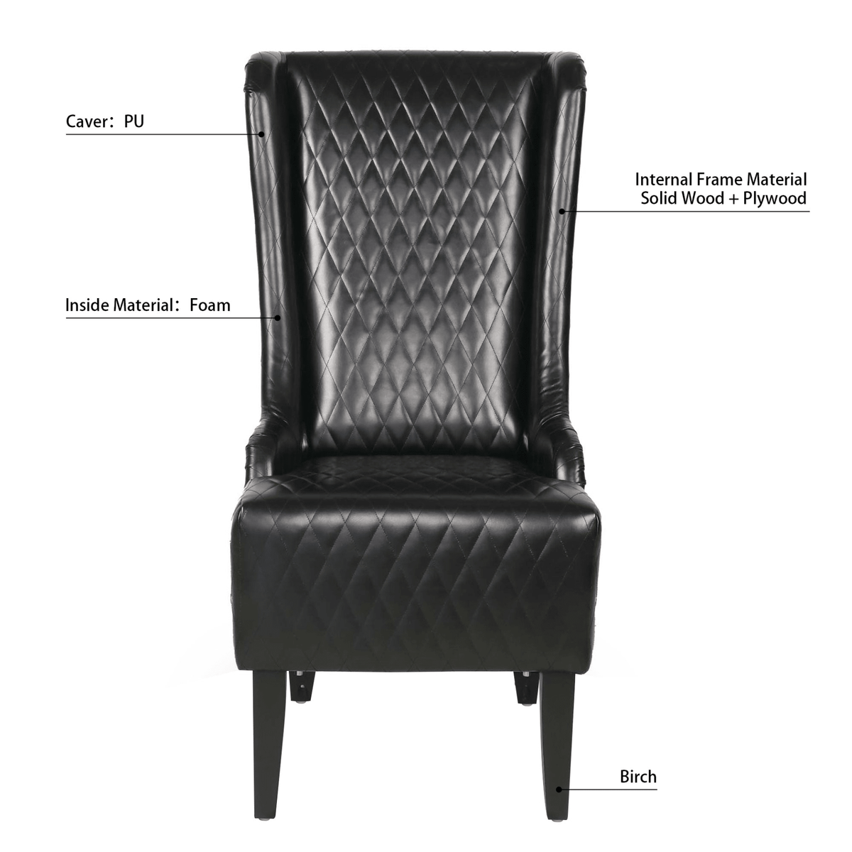 Modern High-Back Wingback Accent Chair with Soft Padding and Wooden Legs - Mervyns