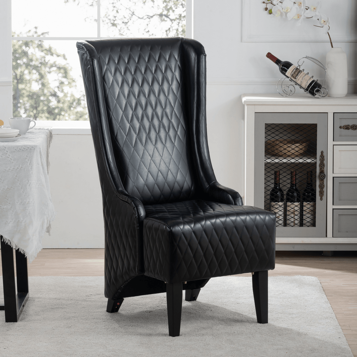 Modern High-Back Wingback Accent Chair with Soft Padding and Wooden Legs - Mervyns