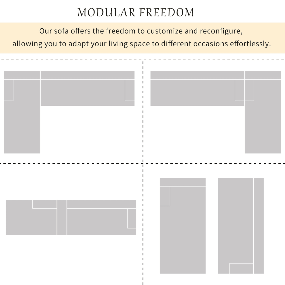Modern Large L-Shape Modular Sectional Sofa for Living Room, Bedroom, Salon, 2 Piece Free Combination, Simplified Style(old sku:WY000356AAA) - Mervyns