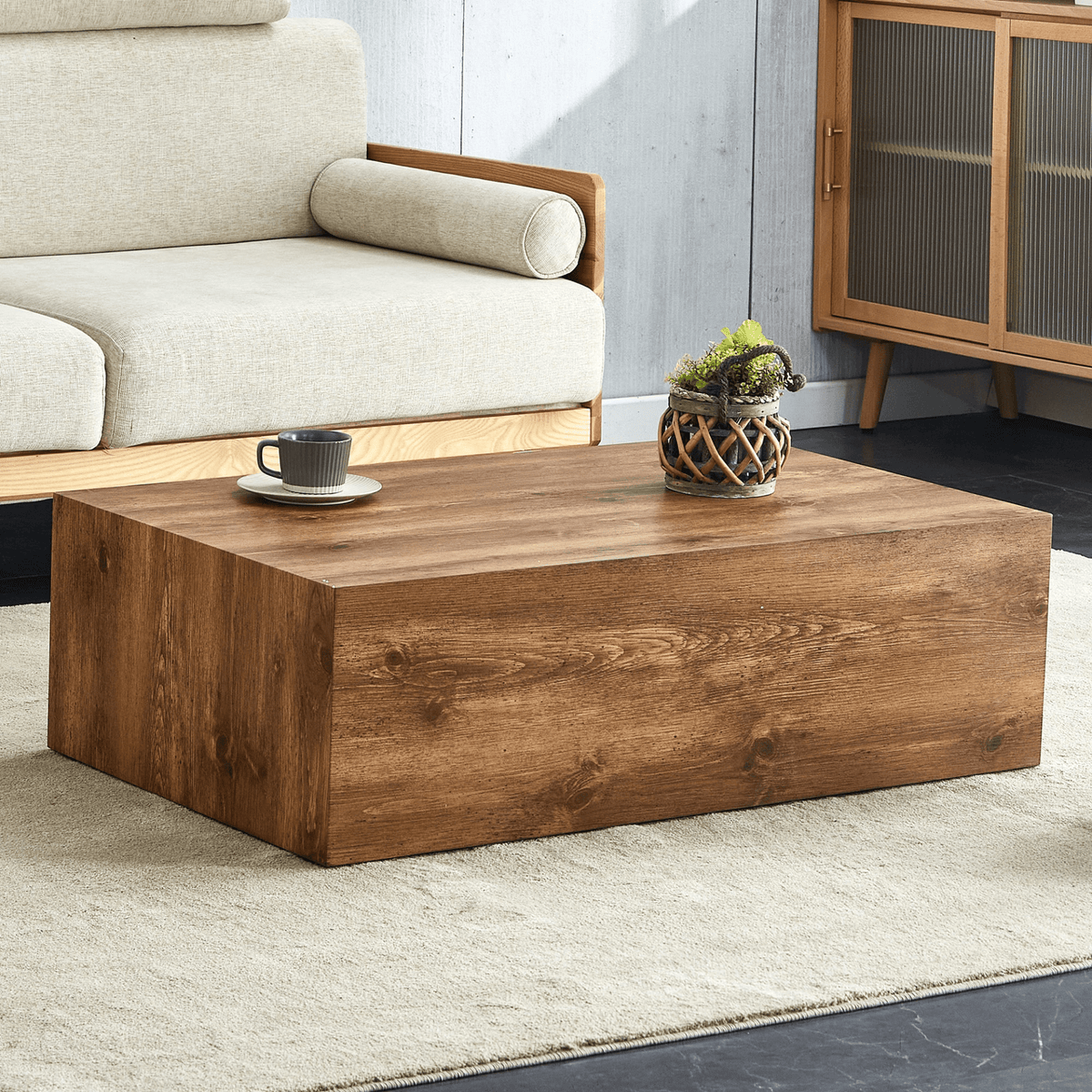 Modern MDF coffee table with wood texture pattern -39.37x23.62x11.81 inches - stylish and durable design - Mervyns