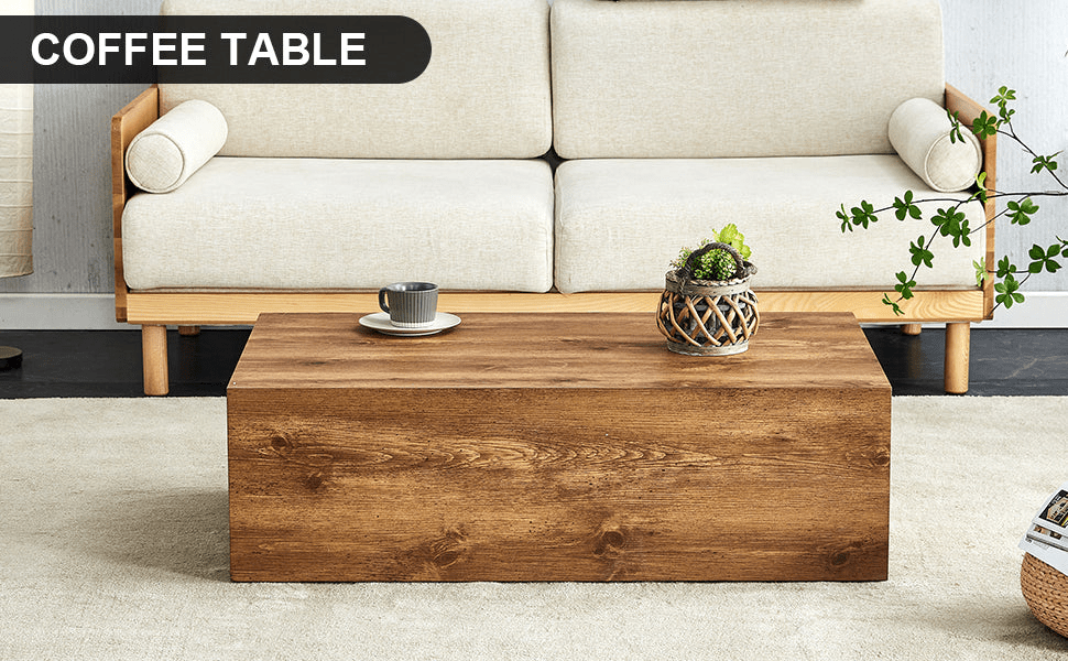 Modern MDF coffee table with wood texture pattern -39.37x23.62x11.81 inches - stylish and durable design - Mervyns