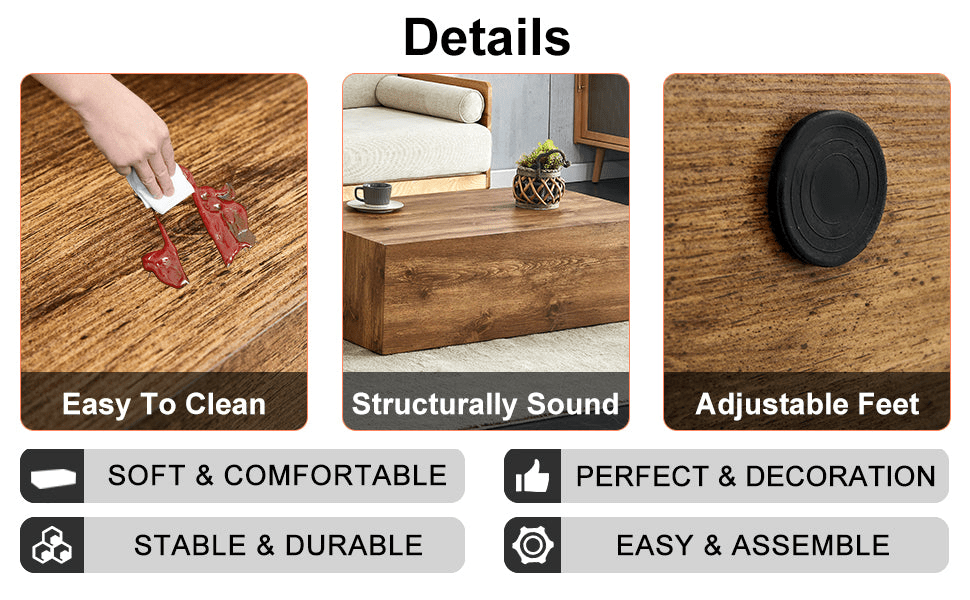 Modern MDF coffee table with wood texture pattern -39.37x23.62x11.81 inches - stylish and durable design - Mervyns