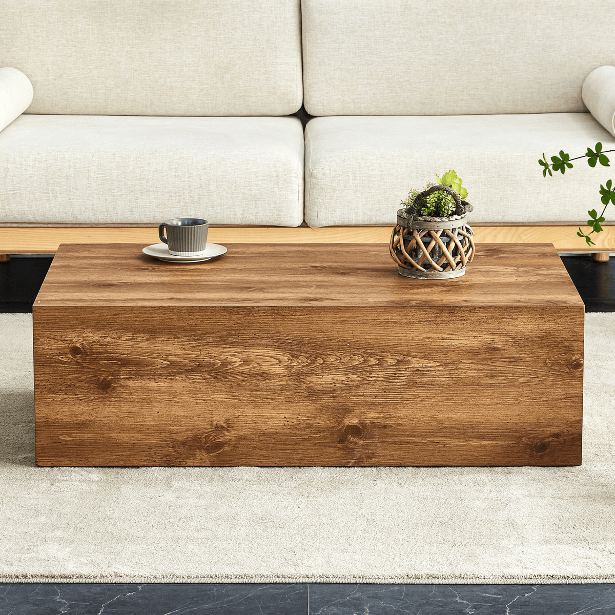Modern MDF coffee table with wood texture pattern -39.37x23.62x11.81 inches - stylish and durable design - Mervyns