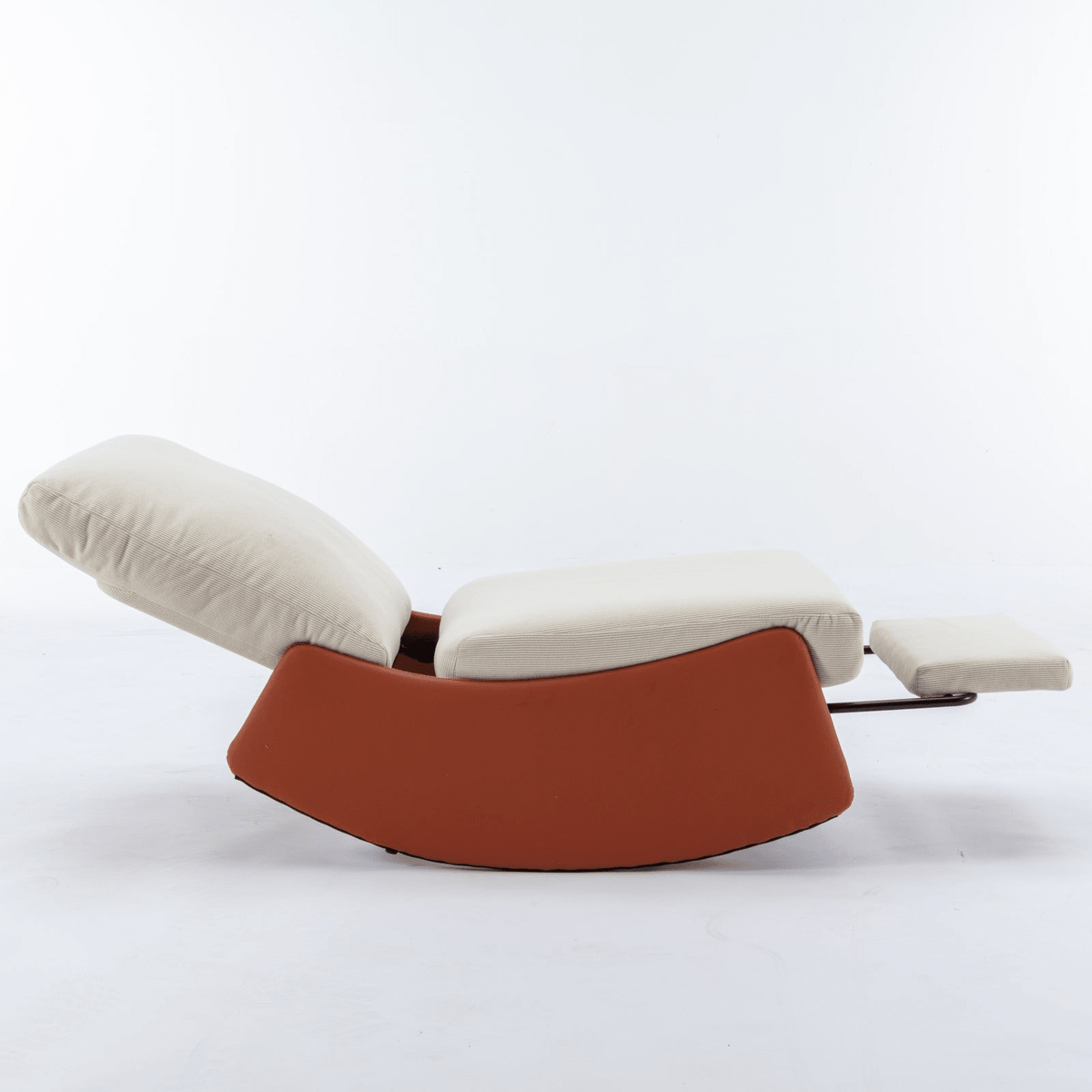 Modern Orange Upholstered Rocking Chair Recliner with Footrest and Adjustable Backrest - Mervyns